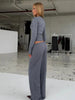 Women's Clothing Cardigan Slim Long Sleeve Low Waist Long Pants Sweater Solid Color Two Piece Outfits Woman Simple Style Casual