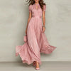 Elegant Chiffon Lace Trim Midi Dress Stand Collar Neck Puff Sleeve Cinched Waist Draped A Line Flowy Women's Casual Dresses