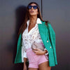 Women jacket Autumn Double Breasted Tweed Check Blazer Coat Vintage Long Sleeve Pockets Female Outerwear Chic