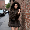Brown Hooded Women's Faux Mink Fur Coat Thick Autumn Winter Chic Cardigan Mid Length Loose Warm Jackets 2DB4632