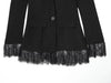 Women Elegant Lace Hem Black Suit Coat V-neck Single Breasted Slim Fit Blazer Spring Office Lady Blazer Outwear