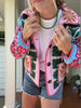Winter Women's Flower Print Parkas Lapel Single-breasted Long Sleeve Pocket Quilted Coat Female Vintege Lady Outwear