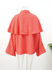 Red Stand Up Collar Plaid Cape Short Trench Coat Women's Windbreaker Long Sleeved Single Breasted Windbreaker Autumn Jacket