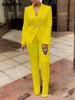 Elegant Women Double Breasted Blazer Top Suit and Pants OL Two 2 Piece Set Outfits