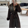 Fluffy Faux Fur Long Coats With Belt Women Winter Thicken Long Sleeve Lace Up Jackets Female Street Chic Outerwear