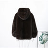 Women Dark Brown Faux Fur Coat Stand Neck Zipper Loose Solid Pullover Spring Chic Lady Casual High Street Outwear