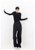 Houzhou Women Wide Suit Pants High Waist Gothic Japanese Style Baggy Black Trousers Irregular Straight Pants Casual Streetwear