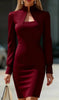 Elegant Long Sleeve Bodycon Dress Chic Fall/Winter Office & Party Midi Dress for Women
