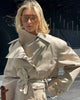women's British wind trench coat style double-breasted long sleeve belt lapel jacket short coat