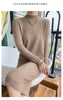 Autumn And Winter 100% Pure Wool Ladies Long Sweater Skirt Semi-High Collar Cashmere Dress Large Knit Bottoming Skirt