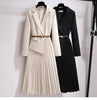 Spring Autumn Women's Dresses Suit Collar Stitching Fake Two-Piece Elegant Lady Office Long Dress Vestidos
