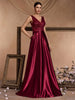 Elegant Sequins Evening Dress For Women Deep V-neck Satin Prom Party Green Dress Floor Length Blue Formal Gowns