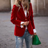 Elegant Velvet Blazer for Women Single Button Lapel Female Blazer Jacket Slim Fit Office Lady Outerwear Coat Spring Autumn Women