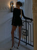 Knitted Contrast Slim Fit Mini Dress Women's Autumn Knitted Sweater Dress Long Sleeve Knitted Mini Dress