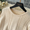 Loose Casual Knit Long Dress Women Solid Elastic Waist Lantern Sleeve O Neck Ladies Winter Sweater Dresses