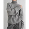 Autumn and Winter Thick Cashmere Sweater Women High Neck Pullover Sweater Warm Loose Knitted Base Sweater Jacket Tops