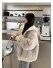 Spring Winter Hairy Shaggy Soft Thick Warm Faux Fur Coat Women with Hood Fluffy Jacket Fake 2 Piece Clothes