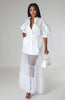 Women Puff Half Sleeve Cascading Ruffles Mesh Patchwork Shirt Style Maxi Dress Autumn Street Long Dresses Vestidos