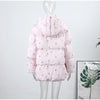 Women's Floral Print Hooded Puffer Jacket with Bow Decor Cute Oversized Winter Warm Coat Loose Casual Feminine Outerwear