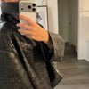 Casual Pu Leather Women's Jacket Chic Solid Long Sleeve Stand Collar Female Outwear Autumn Winter Street Short Lady Jacket