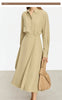 Minimalist French Long-sleeve Shirt Dress for Women Autumn A-line Office Lady Solid Midi Dresses Vestidos 12343290