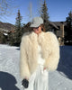 Women White Fluffy Short Fake Fur Coat Solid Full Sleeves Round Neck Coat Chic Warm Winter Street Outerwears
