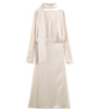Scarf Solid Elegant Maxi Dresses Women Spring V Neck Long Sleeve Club Party Long Dress Female Chic Slim Fit Dresses