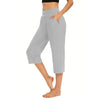 Casual Loose Elastic Pocket Pure Color Women's Seven-Foot Pants Simple Design Comfortable Fit Long Trousers