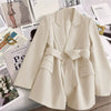 Spring Design with Belt Women's Blazers Korean Streetwear Long Sleeve Blazer Jacket Notched Collar Suit Coat