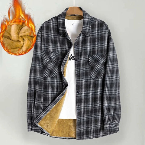 Winter Plus Velvet Thick Warm Plaid Shirt Coat Women Harajuku Long Sleeve Casual Check Blouse Thermal Fleece Woman Outwear