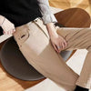 Spring Winter Plus Velvet Women Jeans Button High Waist Solid Pants Pockets Thicken Casual Straight Trousers
