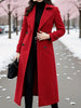 Women's Classic Double-Breasted Trench Coat, Elegant Belted Long Jacket - Warm Thickened Lining Woolen Winter