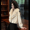 Winter Foreign Style Niche Beige Fur Collar Short Cotton Clothes Women's Loose Versatile and Thin Coat Coat