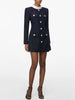 Designer Women Tweed Mini Dress Slim Fit High Waist Stand Collar Spring Office Ladies Long Sleeve Elegant A Line Dress