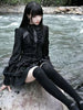 Aoaiiys Mini Dress Women Black Gothic Lace Spliced Dresses Y2K Japanese Streetwear Lolita Dresses Spicy Girls Fall Clothes