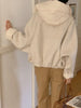 Solid Wool Coat Women Casual Hooded Y2k Loose Zipper Blends Cardigan Full Sleeved Thick Warm Outwear Jackets Autumn Winter