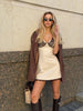 Lace Camisole Dress For Women's Casual High Waist V Neck Ruffle Short Dresses Street Vintage Party Elegant Dress