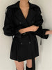 Autumn Winter Khaki Minimalist Women's Trench Coat Sashes Windbreaker Loose Flare Sleeve Double Breasted Trench