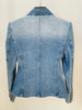 High Street Designer Jacket Women's Slim Fitting Double Breasted Lion Buttons Denim Blazer