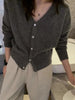 Korean version of autumn cashmere V-neck cardigan women loose short solid color sweater knit sweater simple coat