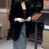 Autumn Black Velvet Women's Blazer Long Sleeve Single Button Casual Loose Temperament Suit Top Female Outerwear