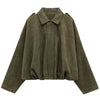 Suede Jacket Woman Green Khaki Outerwears Women's Jacket Spring Crop Oversize Long Sleeve Coats Jacket