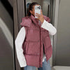Women's Oversized Coats Print Hooded Padded Jackets Winter Female Stand Collar Long Sleeve Zipper Loose Puffy Coat Outerwear