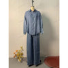 Autumn European American Women's Clothing Casual Denim Loose Shirt Long Pant Sets