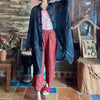 Spring Retro Print Ramie Loose Women Thin Wind Coats Leisure Long Trench Vintage Chinese Style Coat