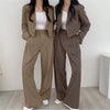 Suit Coat 2 Piece Set Women Blazer Jacket Straight Pants Ensemble Single Breasted Turn Down Collar Trousers Office Lady Outfits