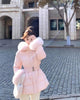 Chic Women's Cotton Padded Jackt with Large Fur Collar Waist-Cinching Mid-Length Parkas Korean Warm Commute Outerwear