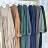 Dubai Corduroy Abaya for Muslim Women Eid Ramadan Modest Dress Loose Large Elegant Gown Islam Clothing Turkey Solid Robe