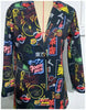 Elegant and Youth Blazer Spring Vintage Irregular Print Casual Woman Clothing High Street Lapel Blazer Woman Outerwears