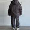 Print Hooded Puffer Coat Set Women Quilted High Neck Full Sleeve Zip Pockets Jacket Wide Leg Pants Winter Warm Sets